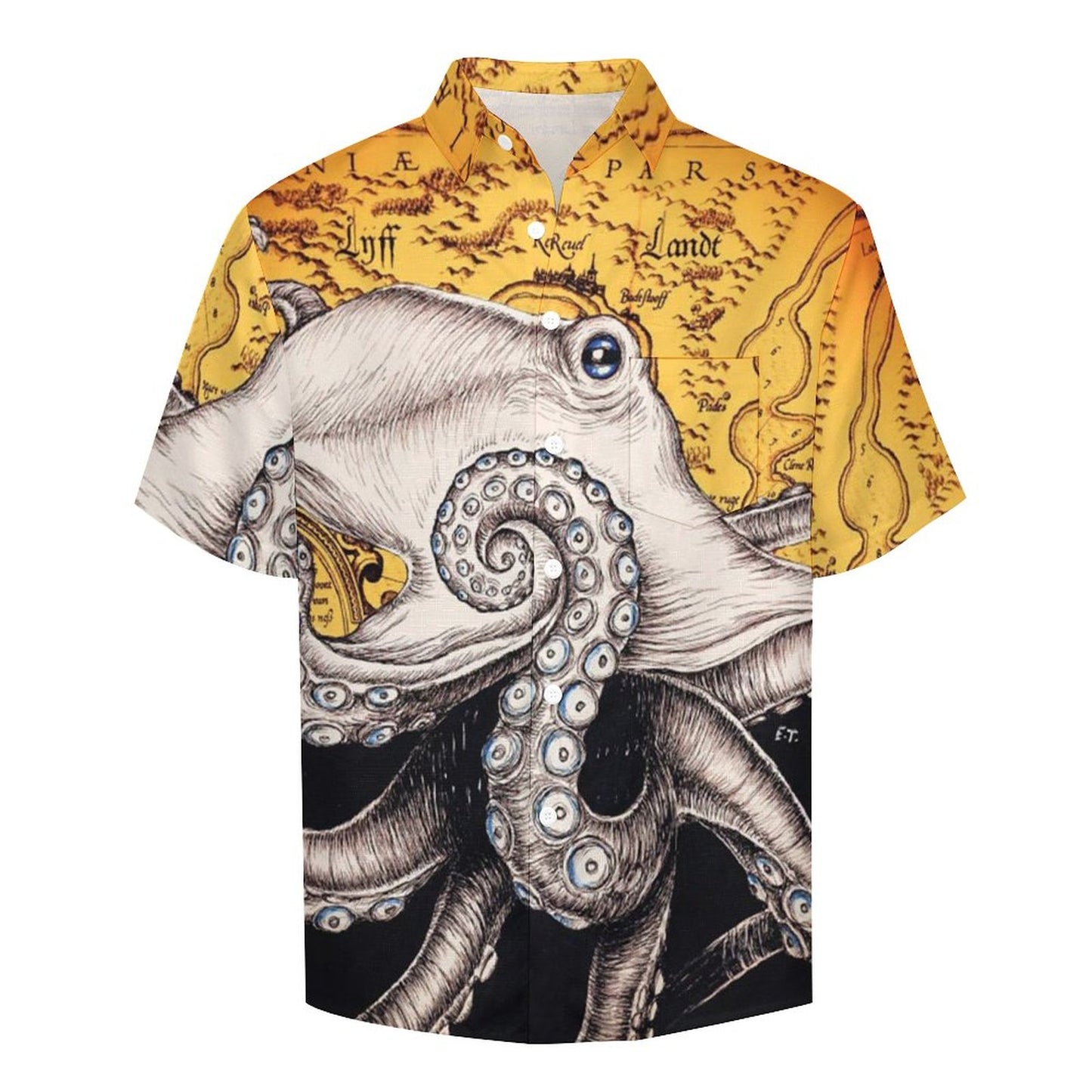 Men's Octopus Painted Art Print Vacation Hawaiian Shirt 2305106289