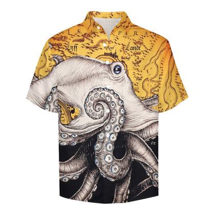 Men's Octopus Painted Art Print Vacation Hawaiian Shirt 2305106289