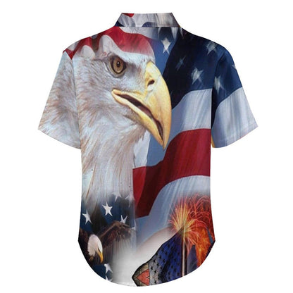 Men's Eagle American Flag Print Vacation Hawaiian Shirt 2305106652