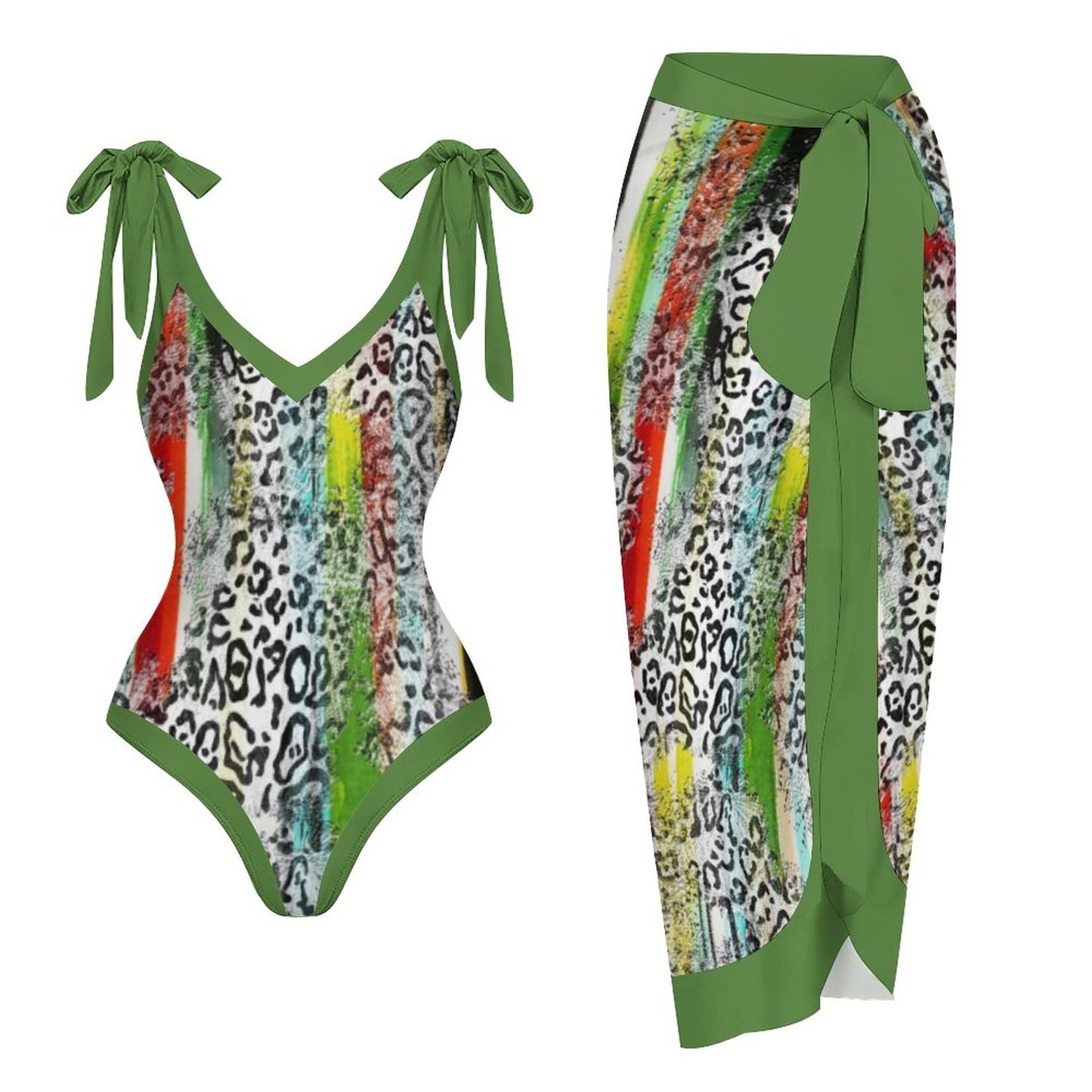Casual Printed One-Piece Swimsuit And Cover Up 2305102688