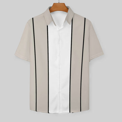 Men's Geometric Stripe Short Sleeve Shirt