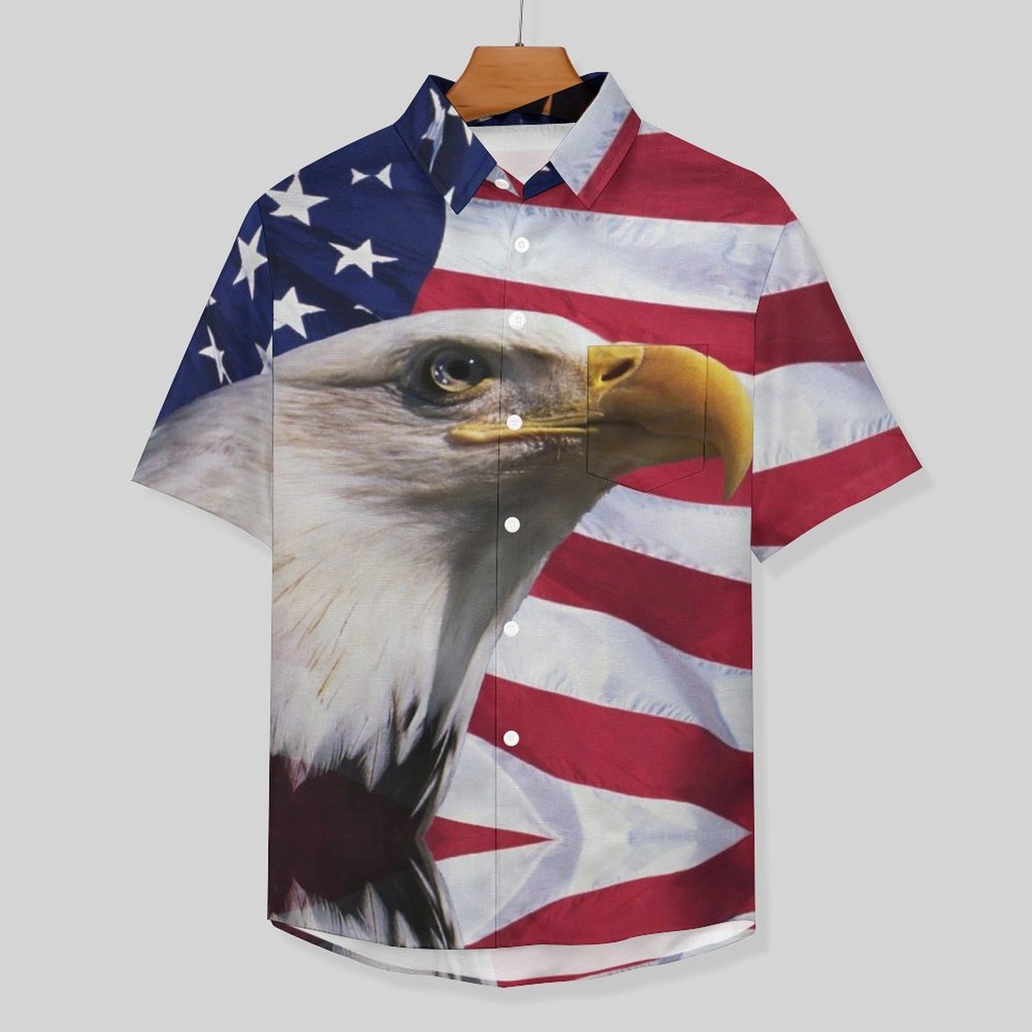Men's Eagle American Flag Print Vacation Hawaiian Shirt 2305106653