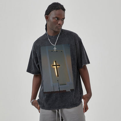Unisex Vintage Solid Wash T-Shirts 2305103940