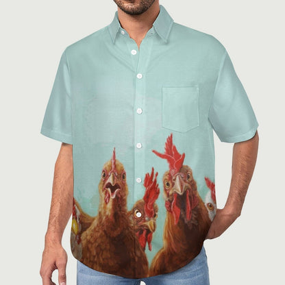 "Chicken's Watch" Casual Men's Print Shirt
