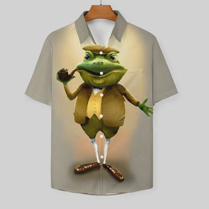 Men's Hawaiian Frog Print Casual Short Sleeve Shirt 2306102684