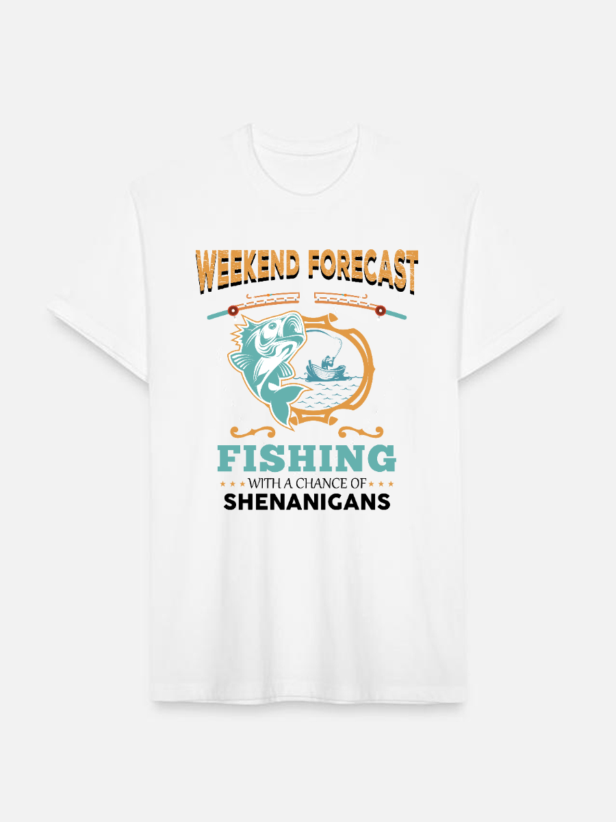 Men's Casual Fishing Printed Round Neck Short Sleeve T-Shirt