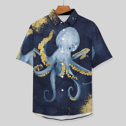 Men's Octopus Painted Print Vacation Hawaiian Shirt 2305106280