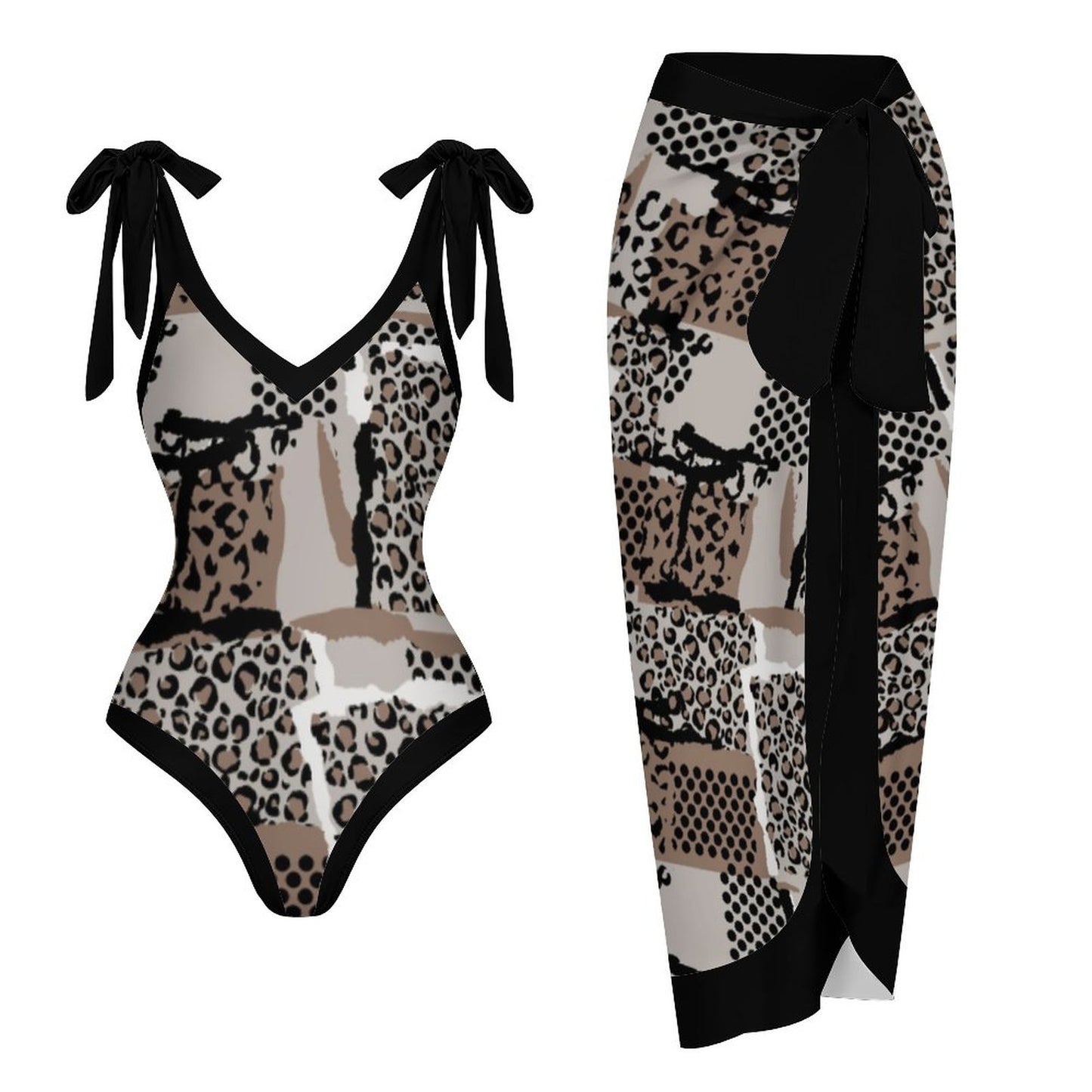 Casual Printed One-Piece Swimsuit And Cover Up 2305102879