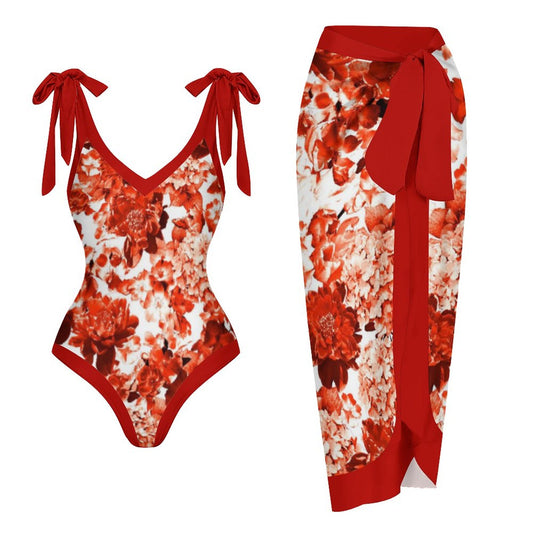 Casual Printed One-Piece Swimsuit And Cover Up 2305102664