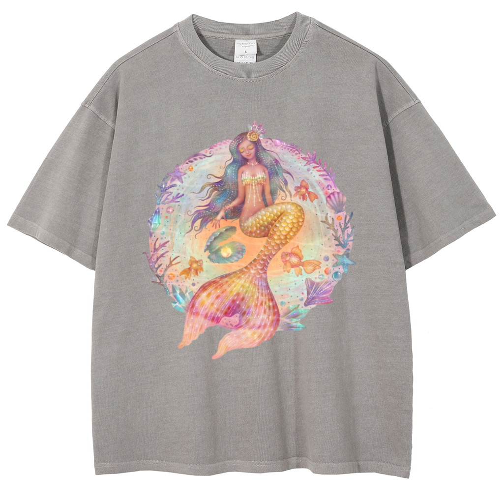Mens Cotton Wash Solid T-Shirts Oversized Unisex Short Sleeve Streetwear Rap Hip Hop Basic Tee Tops