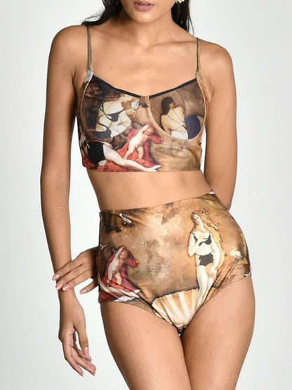 Vintage Print Bikini and Cover Up