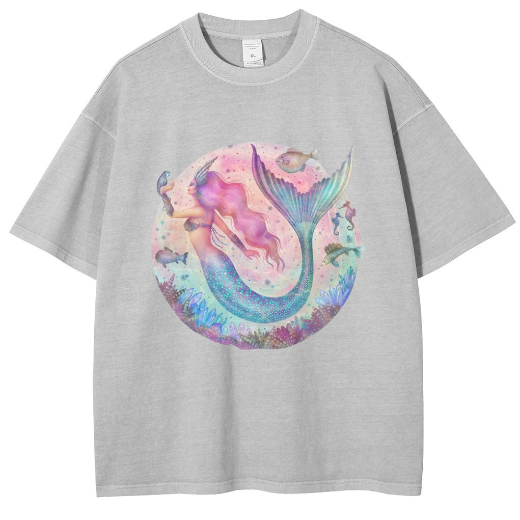 Mens Cotton Wash Solid T-Shirts Oversized Unisex Short Sleeve Streetwear Rap Hip Hop Basic Tee Tops