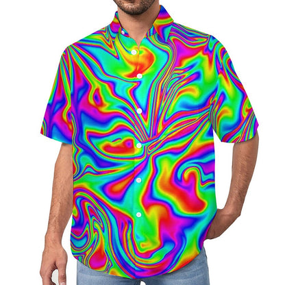 Men's Hawaiian Flowing Color Print Resort Shirt 2306101600