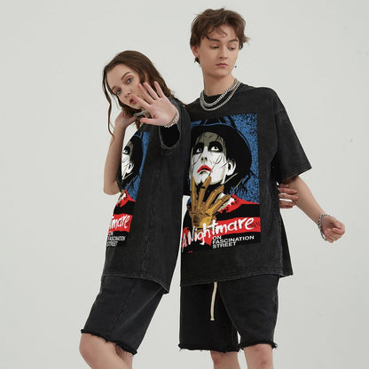 Unisex Vintage Solid Wash Denim T-Shirts