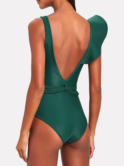 Ruffled Solid One-Piece Swimsuit