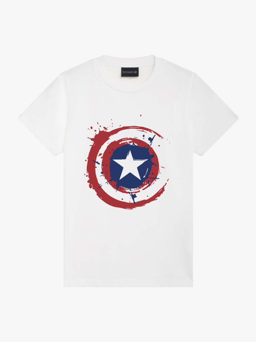 Women's Casual Captain America Printed Round Neck Short Sleeve T-Shirt