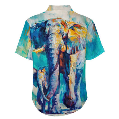 Men's Canvas Art Elephant Print Vacation Hawaiian Shirt 2305106498