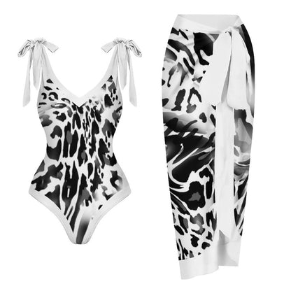 Casual Printed One-Piece Swimsuit And Cover Up 2305102685