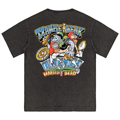 Unisex Vintage Casual Wash Print Denim T