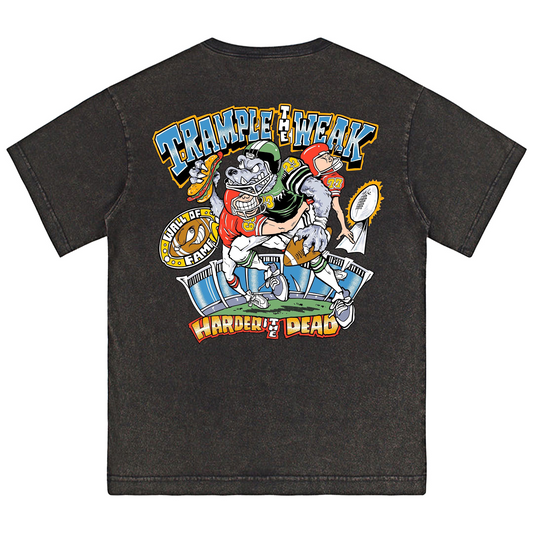 Unisex Vintage Casual Wash Print Denim T