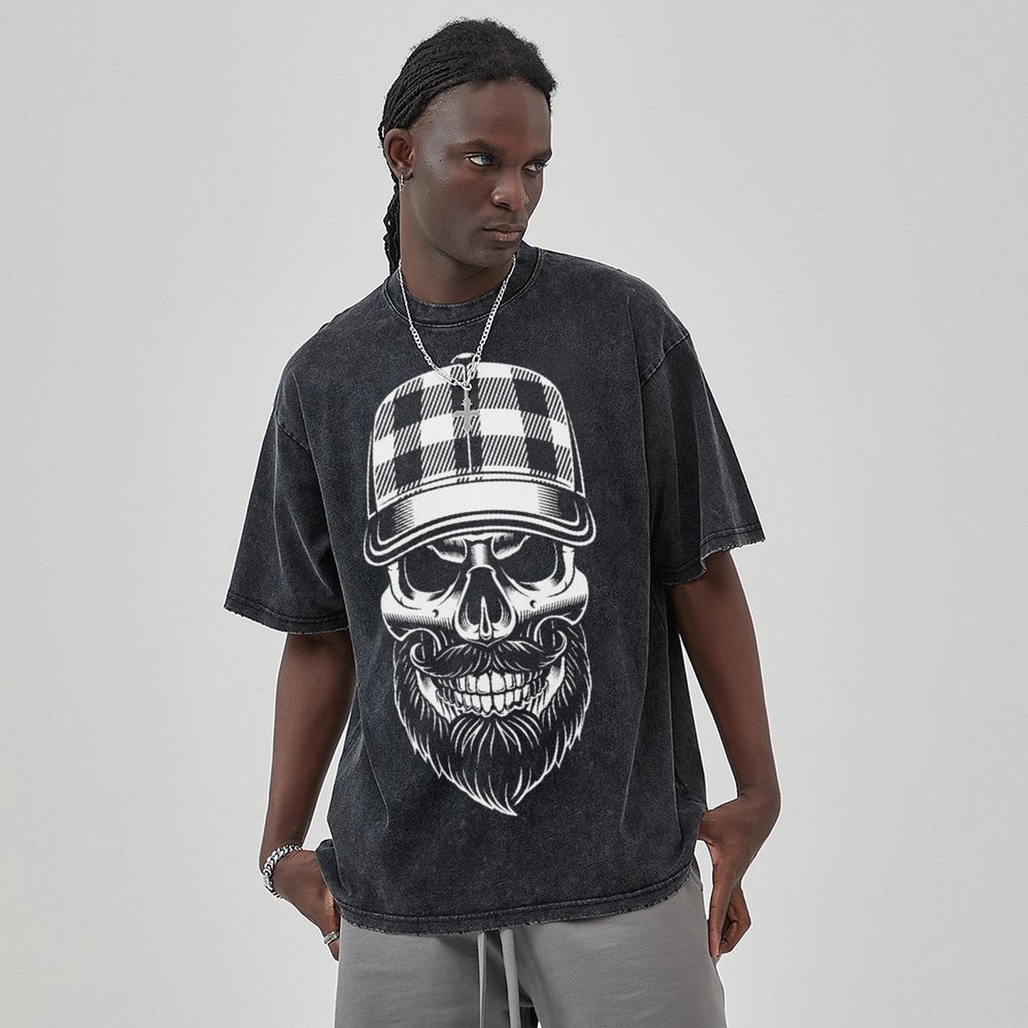 Mens Cotton Wash Solid T-Shirts Oversized Unisex Short Sleeve Streetwear Rap Hip Hop Basic Tee Tops 2305101593