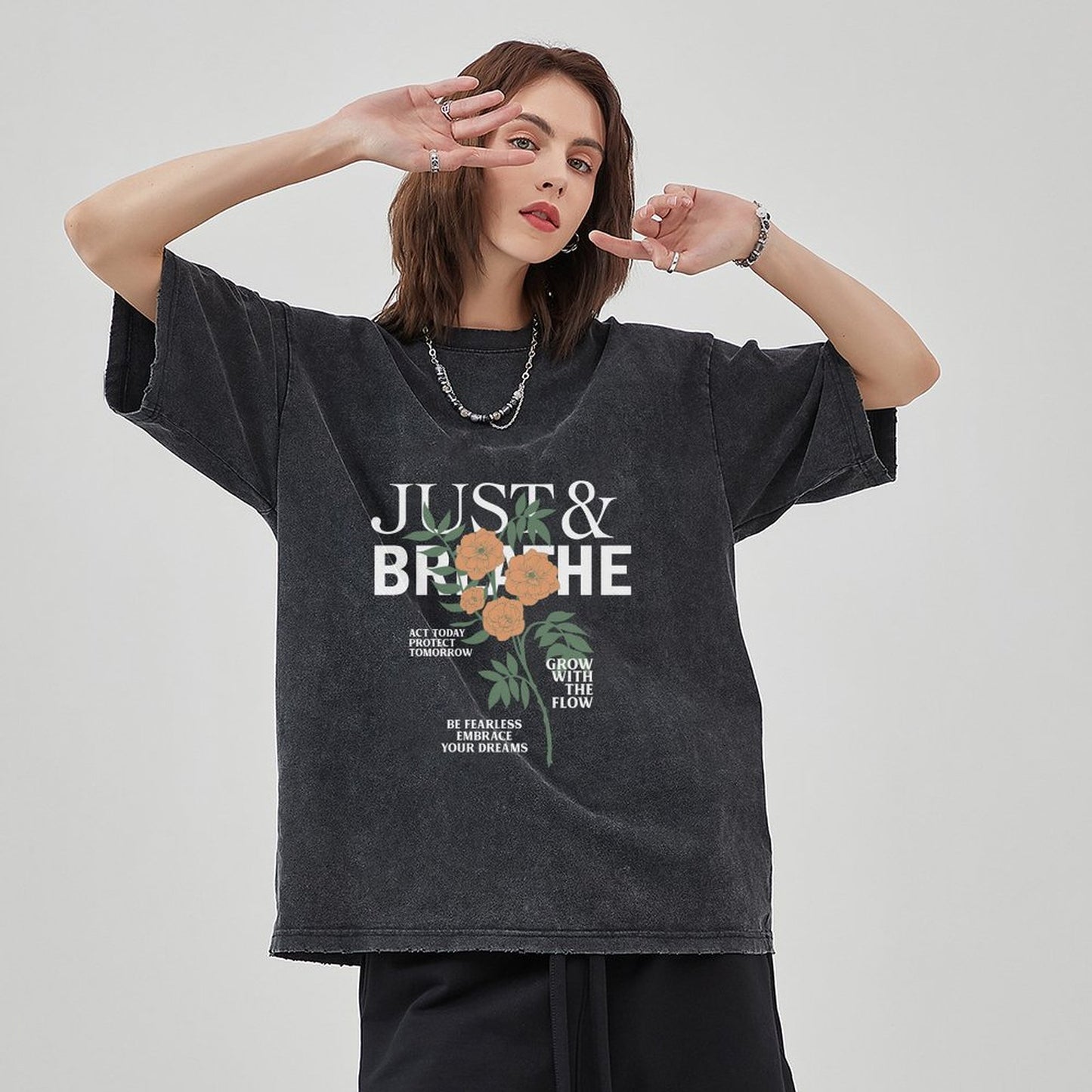 Unisex Vintage Solid Wash T-Shirts 2305102639
