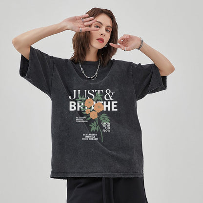 Unisex Vintage Solid Wash T-Shirts 2305102639