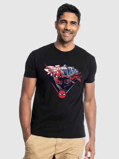 Men's Casual Marvel Spider-Man Printed Round Neck Short Sleeve T-Shirt
