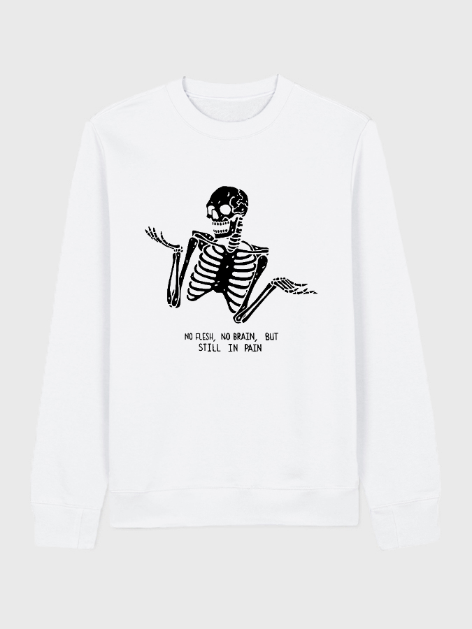 Unisex Round Neck Casual Skeleton Printed Long Sleeve Sweatshirt