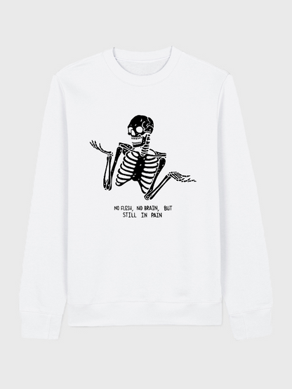 Unisex Round Neck Casual Skeleton Printed Long Sleeve Sweatshirt