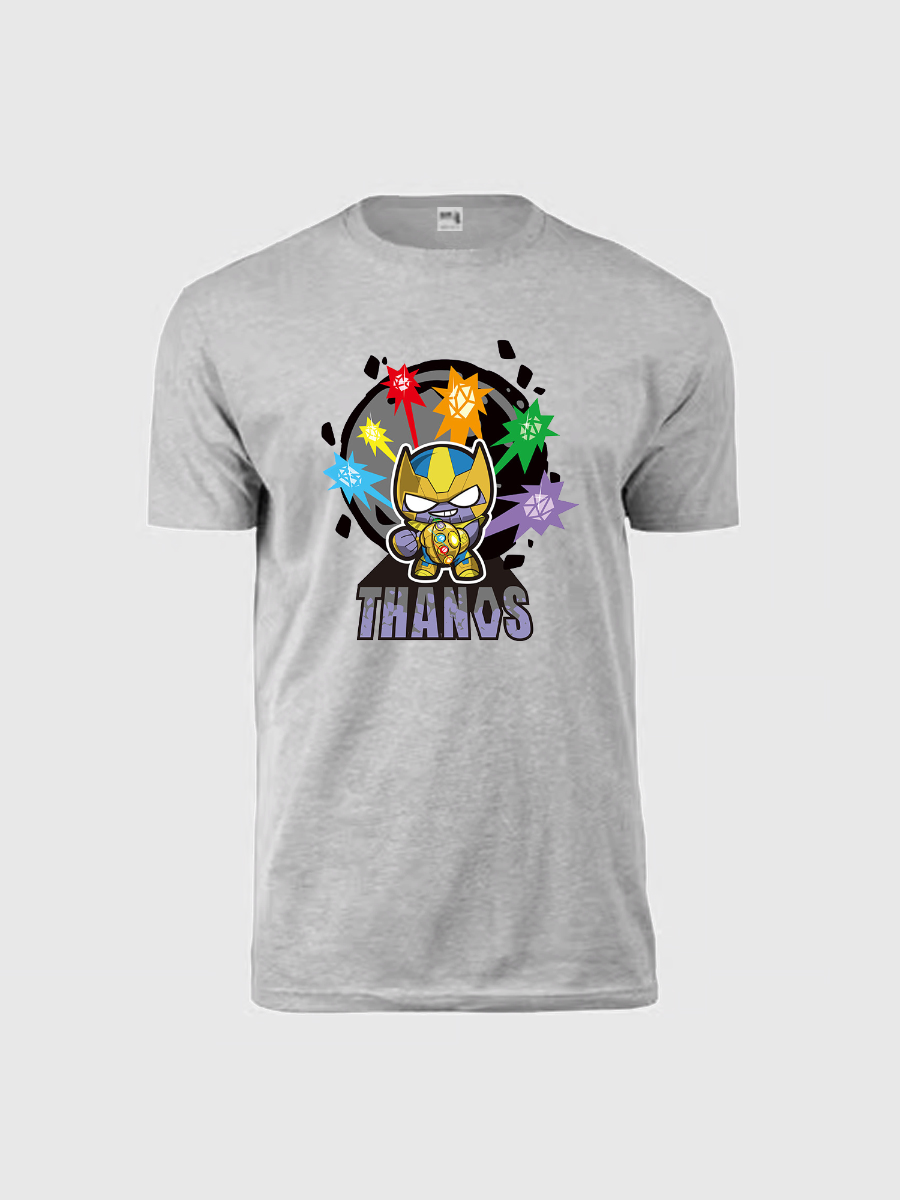 Men's Casual Tiny Thanos Printed Round Neck Short Sleeve T-Shirt