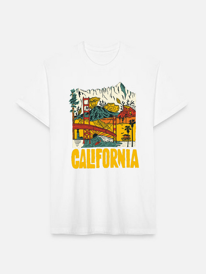 Men's Casual California Printed Round Neck Short Sleeve T-Shirt