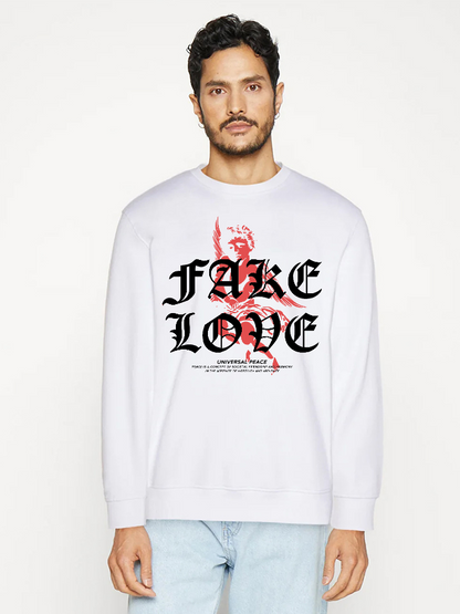 Unisex Round Neck Casual Peace Love Printed Long Sleeve Sweatshirt