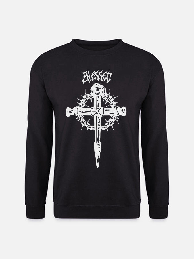 Unisex Round Neck Casual Cross Printed Long Sleeve Sweatshirt