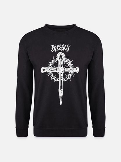 Unisex Round Neck Casual Cross Printed Long Sleeve Sweatshirt