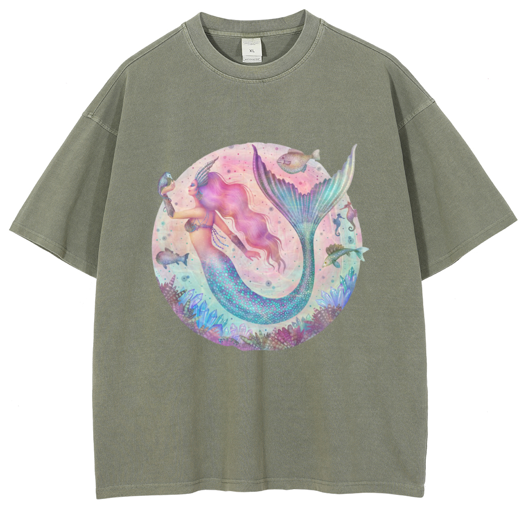 Mens Cotton Wash Solid T-Shirts Oversized Unisex Short Sleeve Streetwear Rap Hip Hop Basic Tee Tops