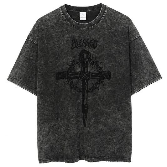 Unisex Vintage Solid Wash T-Shirts 2305102855