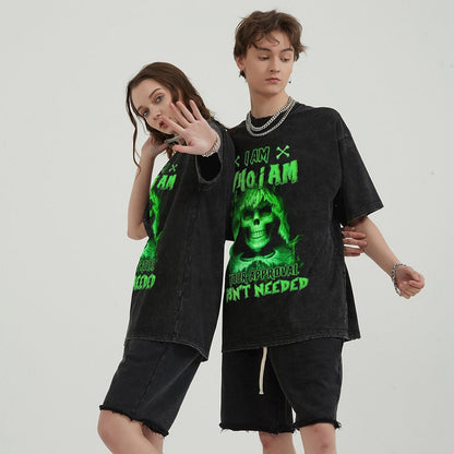 Unisex Vintage Solid Wash T-Shirts 2305104070