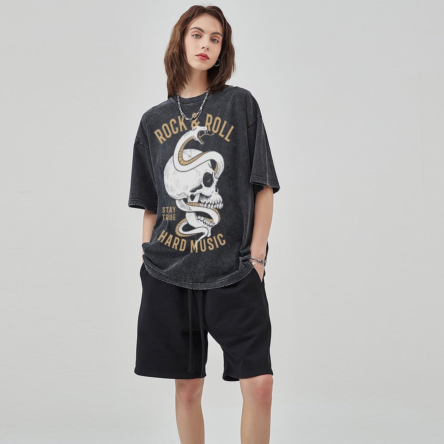 Unisex Vintage Solid Wash T-Shirts 2305101597