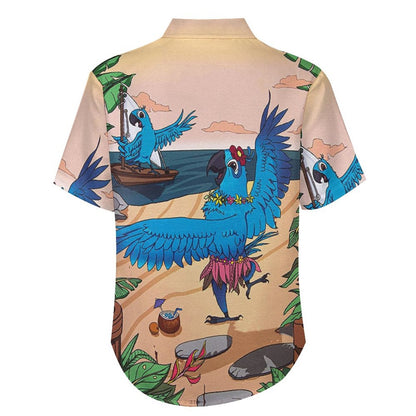 Men's Parrot Print Vacation Hawaiian Shirt 2306100691
