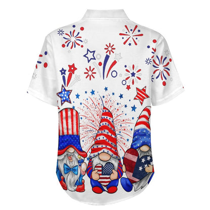 Independence Day Flag Midget Chest Pocket Linen Short Sleeve Shirt 2306101233