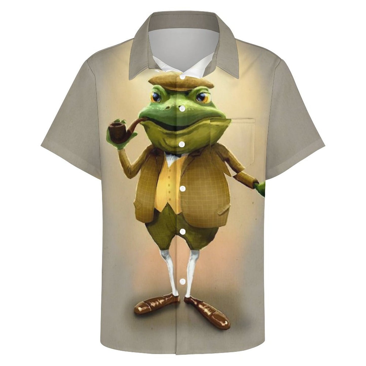 Men's Hawaiian Frog Print Casual Short Sleeve Shirt 2306102684