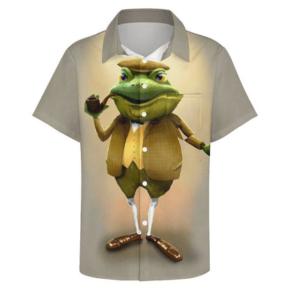 Men's Hawaiian Frog Print Casual Short Sleeve Shirt 2306102684