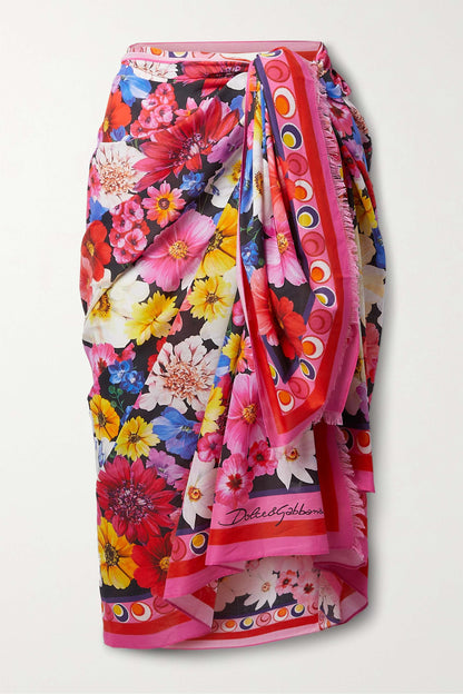 Fashion Floral Print Swimsuit and Cover Up