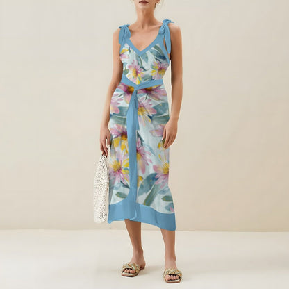 Casual Printed One-Piece Swimsuit And Cover Up 2305102829