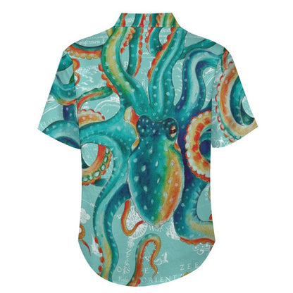Men's Octopus Painted Art Print Vacation Hawaiian Shirt 2305106290