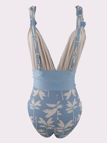 Fashion Print Beach One Piece Swimsuit and Cover Up