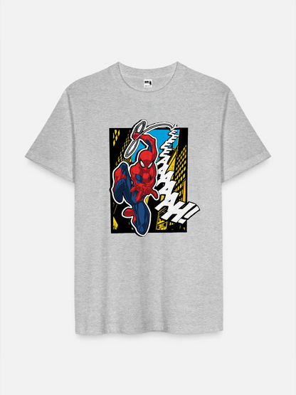 Men's Casual Spiderman Printed Round Neck Short Sleeve T-Shirt