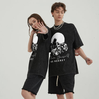 Mens Cotton Wash Solid T-Shirts Oversized Unisex Short Sleeve Streetwear Rap Hip Hop Basic Tee Tops 2305101629