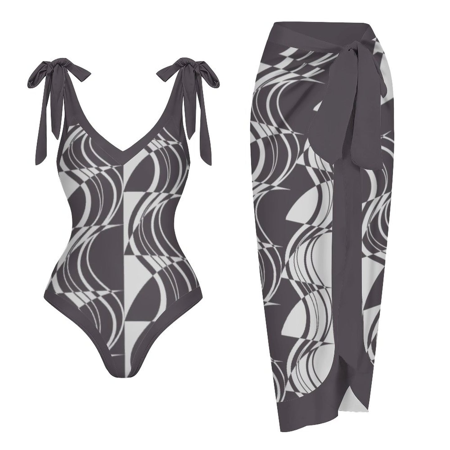 Casual Printed One-Piece Swimsuit And Cover Up 2305102468